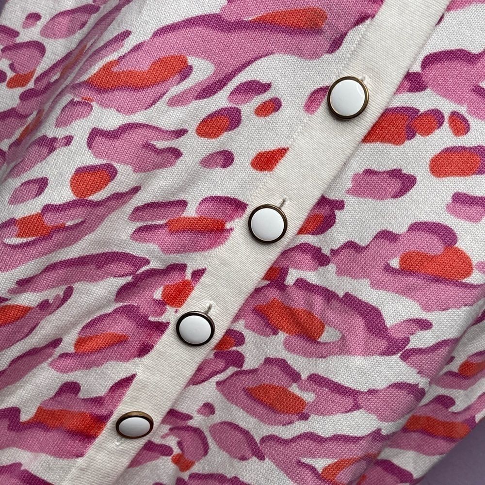 Bob Mackie Wearable Art Pink Animal Print Button-Front Cardigan Size S - Picture 7 of 12